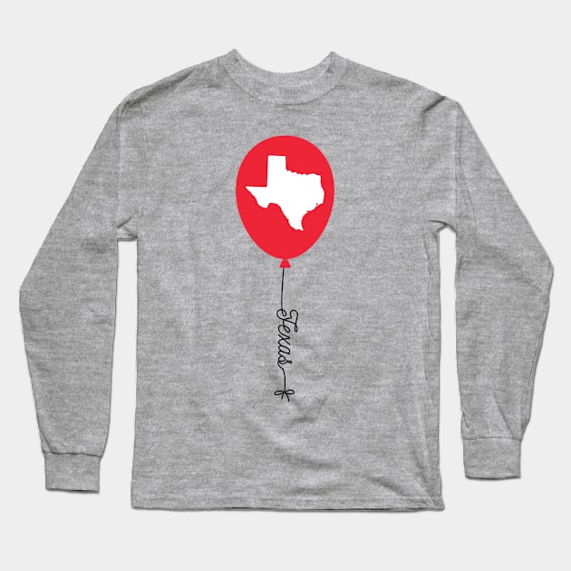 Texas State Balloon Long Sleeve T-Shirt by InspiredQuotes